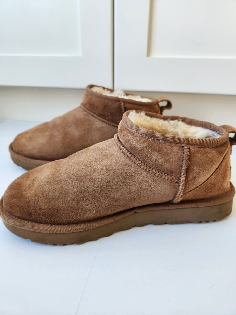 UGG Classic Ultra Mini Ankle Boots Chestnut Comfy Cozy Cabincore Casual Camping - Picture 1 of 11